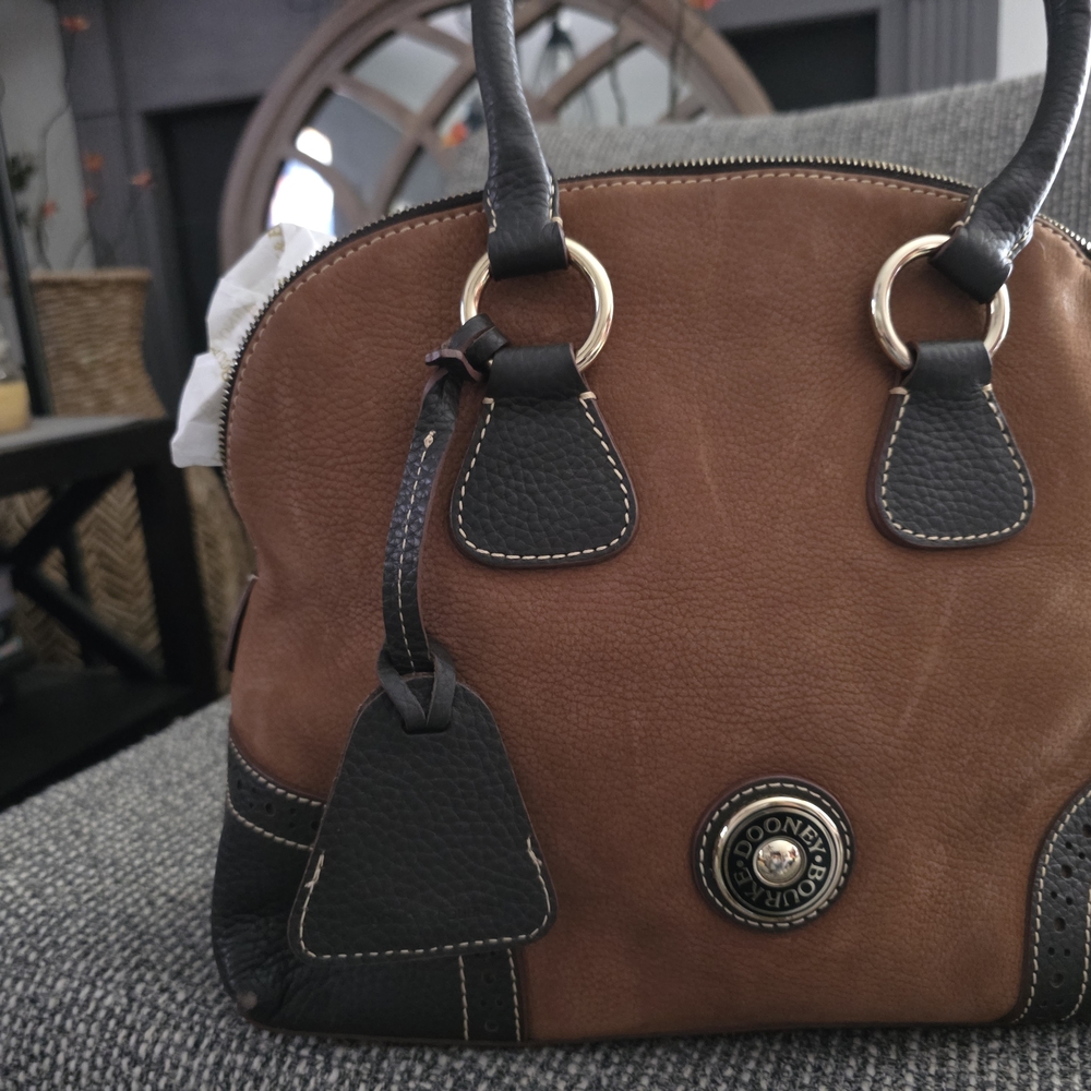 Dooney & Bourke Brown and Black Leather Satchel